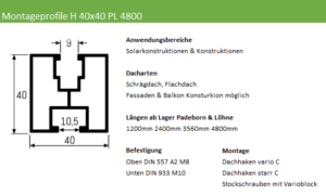 montageprofile für Solarkonstruktionen  H-PL
